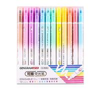 Lam-lord Erasable Highlighters, 12pcs Chisel Tip Double Head Highlighters Smooth Writing, Quick Dry Marker Pen Assorted Colors for Journal Planner Notes School Office (12pcs)