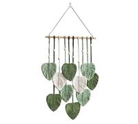 Lam-lord Macrame Wall Hanging Leaves, Wall Hanging Bohemian Woven Tapestry, Handmade Yarn Woven Wall Art Leaf Tapestry for Nursery, Bedroom, Living Room, 15.75 X 31.5 Inch(Green)