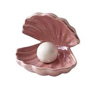 Lam-lord Shell Lamp, Shell Pearl Light Ceramic Clamshell Night Light LED Accent Lamp Portable Battery Operated Mood Night Lamp Desktop Ornament Home Decor for Women Girls Bedroom Living Room (Pink)