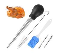 Lam-lord Turkey Baster Set, Stainless Steel Turkey Baster Syringe Meat Marinade Injector Needle with Cleaning Brush and 2 Marinade Needles for Kitchen Cooking