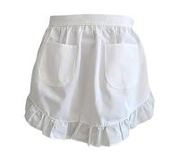 Lam-lord Waist Apron, Kitchen Short Waist Apron with Pocket, White Half Waist Bib Maid Costume Cosplay Character Props Costume for Party Restaurant Hotel (SIZE:55 x 46cm)