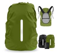 LAMA 2pcs Waterproof Rain Cover for Backpack, Reflective Rainproof Protector for Anti-dust and Anti-Theft L 41L-55L Black ArmyGreen