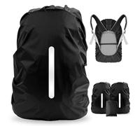 LAMA 2pcs Waterproof Rain Cover for Backpack, Reflective Rainproof Protector for Anti-dust and Anti-Theft S 18L-25L Black