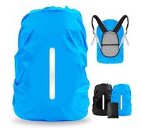 LAMA 2pcs Waterproof Rain Cover for Backpack, Reflective Rainproof Protector for Anti-dust and Anti-Theft S 18L-25L Black Blue