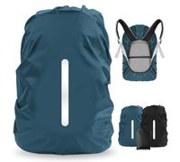 LAMA 2pcs Waterproof Rain Cover for Backpack, Reflective Rainproof Protector for Anti-dust and Anti-Theft M 26L-40L Black Seablue