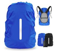 LAMA 2pcs Waterproof Rain Cover for Backpack, Reflective Rainproof Protector for Anti-dust and Anti-Theft L 41L-55L Black Royal Blue