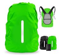 LAMA 2pcs Waterproof Rain Cover for Backpack, Reflective Rainproof Protector for Anti-dust and Anti-Theft S 18L-25L Black Green