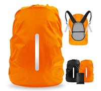 LAMA 2pcs Waterproof Rain Cover for Backpack, Reflective Rainproof Protector for Anti-dust and Anti-Theft XS 10L-17L Black Orange