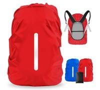 LAMA 2pcs Waterproof Rain Cover for Backpack, Reflective Rainproof Protector for Anti-dust and Anti-Theft M 26L-40L Darkblue Red
