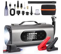 LAMA 8 IN 1 Car Battery Jump Starter Booster, 20000mAh 12V Power Pack Jump Starter With Air Compressor/Tyre Pressure Gauge/Car Vacuum/LCD Display/LED Light For Up To 8L Gas Or 6L Diesel Engines, Grey