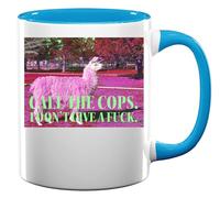 Lama Call The Cops. I Don't Give A FCK Ceramic Tea Coffee Mug Light Blue