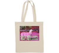 Lama Call The Cops. I Don't Give A FCK Natural Cotton Tote Bag White