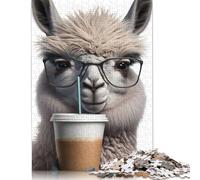 Lama Drinks Coffee Puzzles für Erwachsene 1000 Teile Puzzles 1000 Teile Puzzles für Erwachsene Kinder Puzzle Spiele Spielzeug Geschenk 1000pcs (75x50cm)