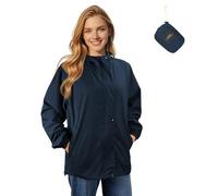 LAMA Hooded Waterproof Jacket, Women's Summer Jackets, Lightweight Packable Windbreaker Rain Coat with Big Pockets, Reflective Straps, Carry Bag, RoyalBlue XL