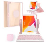 LAMA Magnetic Rotatable Bluetooth Keyboard Case with Mouse for iPad 10.2&10.5 Inch, Detachable Wireless Keyboards Case for iPad (9th 2021/8th 2020/7th Gen 2019, Air 3 2019, Pro 2017), Pink