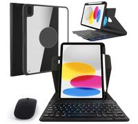 LAMA Magnetic Rotatable Bluetooth Keyboard Case with Mouse for iPad 11th A16 11" 2025, iPad 10th Gen 10.9" 2022, Detachable Wireless Keyboard Case, Black