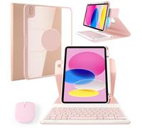 LAMA Magnetic Rotatable Bluetooth Keyboard Case with Mouse for iPad 11th A16 11" 2025, iPad 10th Gen 10.9" 2022, Detachable Wireless Keyboard Case, Pink