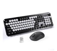LAMA Wireless 2.4G Keyboard and Mouse Combo, 104 Keys Full Size, US Layout | Wireless Plug & Play USB Connection, Detachable Retro Round Keycaps, Compatible with Windows 7/8/10/11, ChromeOS and macOS
