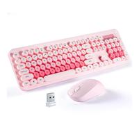 LAMA Wireless 2.4G Keyboard and Mouse Combo, 104 Keys Full Size, US Layout | Wireless Plug & Play USB Connection, Detachable Retro Round Keycaps, Compatible with Windows 7/8/10/11, ChromeOS and macOS