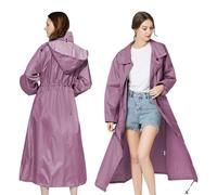 LAMA Womens Long Raincoats with Hood, Waterproof Reusable Packable Rain Coat with Long Sleeves for Adults Womens Ladies, Rain Coat for Bike Moto Riding Hiking Trekking, XL, Rose Pink
