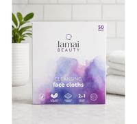 Lamai Beauty Ultra Soft Cleansing Face Cloths 50 Pack - Biodegradable Makeup Remover Wipes, Embossed 2-in-1 Wet or Dry Facial Cloths for Sensitive Skin, Disposable Daily Skincare Towels