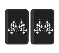 LAMAME Black White Formula Checkered Flags Pattern printed Car seat belt shoulder Multifunctional seat belt cushion cover Seat belt protector