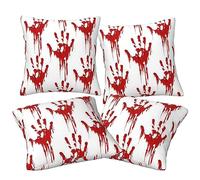 LAMAME Bloody Handprints printed Square pillowcase Decorative pillowcase Cushion cover 4pcs