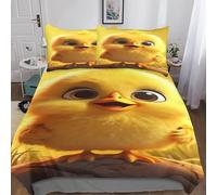 LAMAME Cartoon Yellow Chick Bedding Set 3D Printed Duvet Covers Sets With Pillowcases Bed Linen Quilt Covers Home Textile Double（200x200cm）