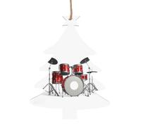 LAMAME Cool Drum Set printed Wooden Christmas ornament Christmas tree hanging decoration