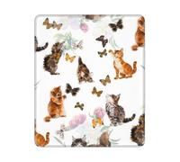 LAMAME Cute Kitten Butterfly Printed Gaming Mouse Pad 10x12in Portable Mouse Pad-Durable And Washable