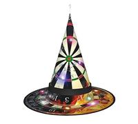 LAMAME Dart Board printed Halloween Pointed Hat Hanging Glow Witch Hat Halloween Decoration Hat