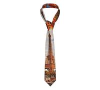 LAMAME Eiffel Tower Printed Men'S Skinny Tie Suit Tie Fashion Necktie For Wedding, Business, Meeting