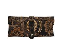 LAMAME Gears Clock Bronze Century printed Portable Glasses Case Leather Sunglasses Bag Eyeglasses Storage Bag