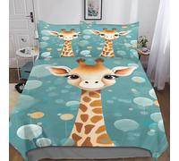 LAMAME Giraffe Duvet Cover Bedding Set for Kids Boys Teens Comforter Cover Bedspread Cover Decor Bedroom Collection 3Pcs King（220x240cm）