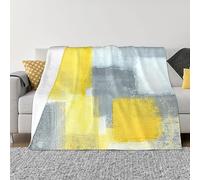 LAMAME Grey And Yellow Abstract Art Painting printed Super Soft Microfibre Throw Blanket Fluffy Soft Sofa Blanket For All Seasons