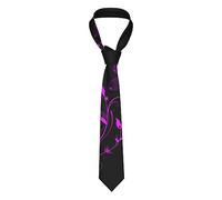 LAMAME purple and black butterfly printed Men's & Ladies' Suit & Tie Fashion Silk Tie Business Banquet Tie