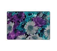 LAMAME purple and teal flowers printed Fluffy Soft Area Rug Decorative Rug Washable Indoor Floor Mat