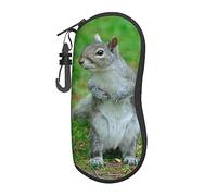 LAMAME Squirrel printed Glasses Case with Carabiner Portable Soft Case for Sunglasses Unisex