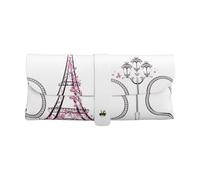 LAMAME Tower Eiffel with Paris Couple Trip Flowers Floral printed Portable Glasses Case Leather Sunglasses Bag Eyeglasses Storage Bag