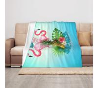 LAMAME Tropical Flamingo printed Soft Double Sided Flannel Blanket Double Layer Thick Blanket Throw Blanket