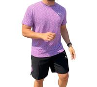 LAMANIERE Mens Active Stretchy Shorts Set Lightweight Breathable 4 Way Stretch Trail Outdoor Sport Fitness Gym Elasticated Shorts Flexibility Performance Co-ord Set S-2XL, Purple Mix - ALP Logo, S