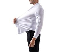 LAMANIERE Mens Formal Shirt Super Stretch Long Sleeve Slim Fit Plain Office Button Down Dress Shirt Regular Collared Muscle Fit, White, 3XL
