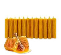 LAMARE 12 Natural Bee Honey Candles 100% Beeswax Handmade Paraffin Free - Magic Ritual Good Luck 11/22 - Decorative Candles - Perfect for Gift (10cm x 2cm)