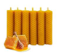 LAMARE 6 Natural Bee Honey Candles 100% Beeswax Handmade Paraffin Free - Magic Ritual Good Luck 11/22 - Decorative Candles - Perfect for Gift (10cm x 2cm)