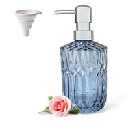 LaMarriti Blue Glass Soap Dispenser with Rust Proof Pump, Crystal Glass Refillable Lotion Soap Dispenser for Bathroom Countertop, Kitchen, Ideal for Hand Soap, Dish Soap, Body Wash