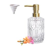 LaMarriti Crystal Glass Soap Dispenser with Rust Proof Pump, 13.5 Oz Clear Refillable Hand Lotion Dispenser for Bathroom Countertop and Kitchen, Vintage Bathroom Accessories, Bathroom Decor