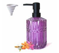 LaMarriti Purple Soap Dispenser with Rust Proof Pump, Refillable Glass Hand Lotion Dispenser for Bathroom Countertop and Kitchen (Purple)