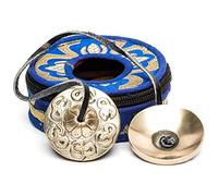 Lamatar1 Tingsha Symbols- 2 Inch Mini Size With Blue Cotton Zip-Up Case Bag -Hand Made From Nepal- For Sound Therapy, Cleansing, Reiki & Meditations