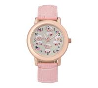 Lamb and U.S. Flag Women's Wrist Watch Easy Reader with Leather Strap Analog Display Wonderful Ladies Gifts