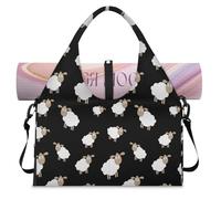 Lamb Animal Sheep Sports Duffle Bag with Shoe Compartment Cute Sheep Weekend Overnight Bags Tote Cabin Luggage Bag for Gym Yoga Travel